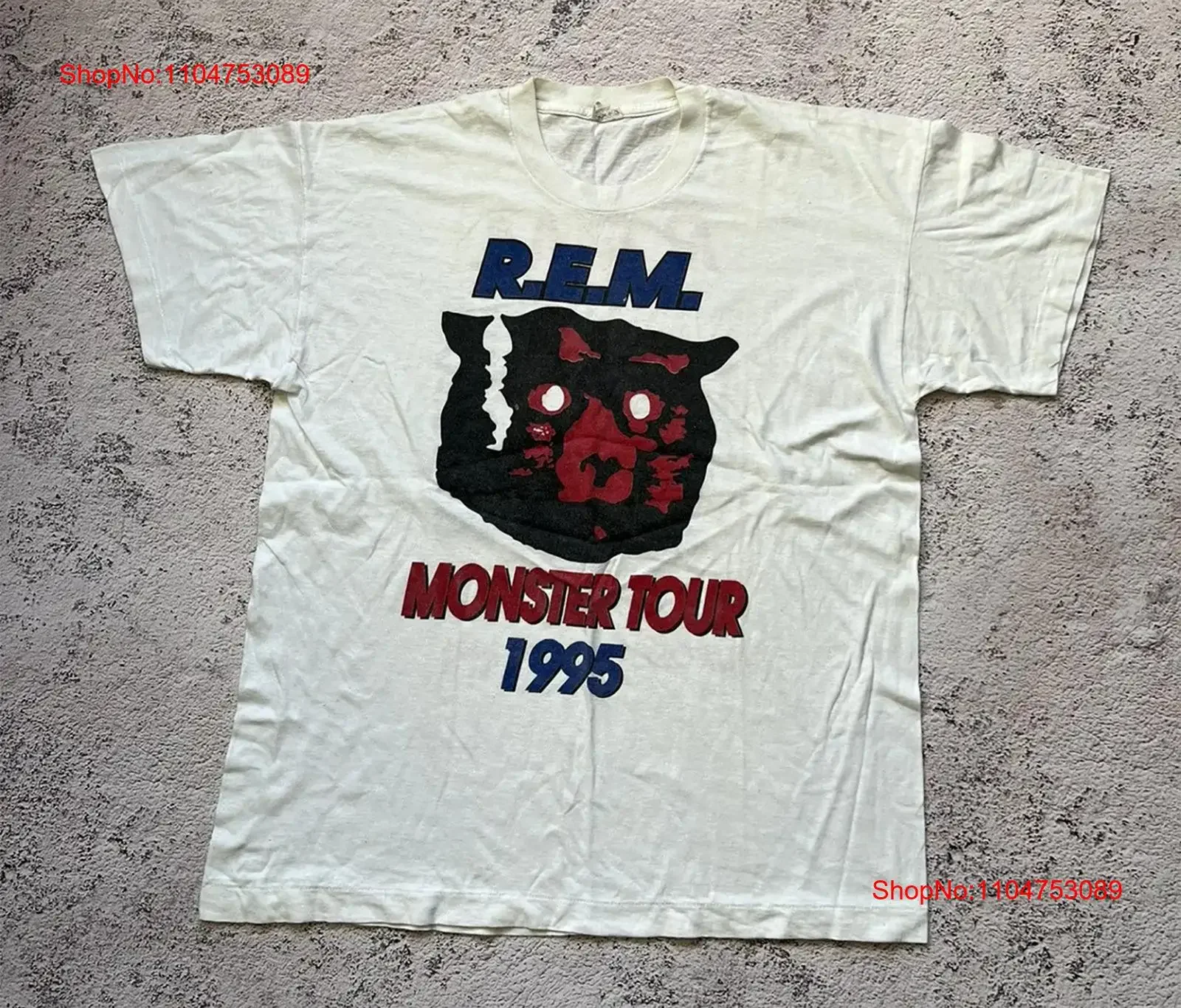 R E M 1995 Monster Tour camiseta blanca de 2 lados talla S 5XL vintage lavado ligeramente cómodo streetwear estirado versátil suave