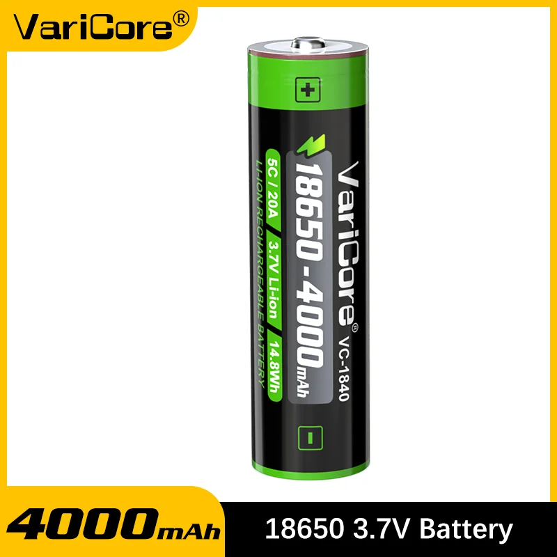 

VariCore VC-1840 18650 Battery 3.7V 4000mAh High Capacity Rechargeable Li-ion Protected Battery for Flashlight Vape Power Tools