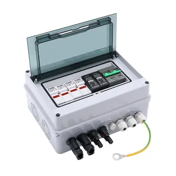 太陽能光電匯流箱,附接地線和防雷功能,2進1出,直流600V保險絲,微型斷路器,突波保護器,防水等級IP65 6 最佳銷售 太陽能匯流箱 - №2