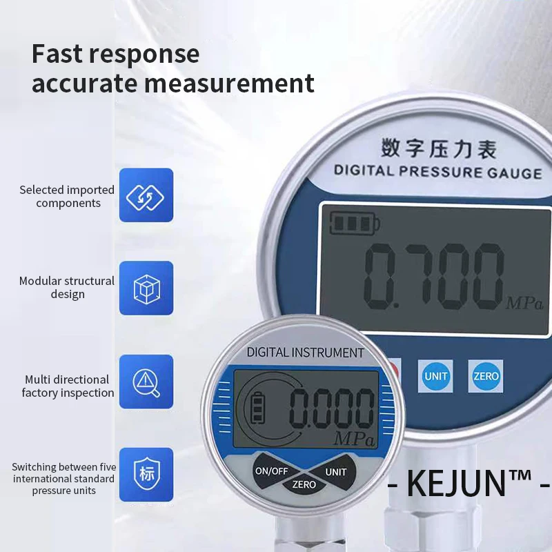 Imagem -04 - Medidor de Pressão Eletrônico 60 mm Dial Lcd Digital Display Vácuo Hidráulico Medidor de Pressão Negativo Medidor de Pressão de Óleo de Água
