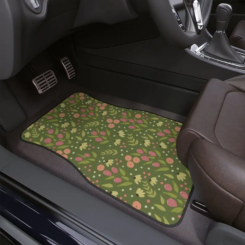 Car Floor Mats, cute car mats, car accessories for women, cute car accessories, boho car floor mat, floral car mat