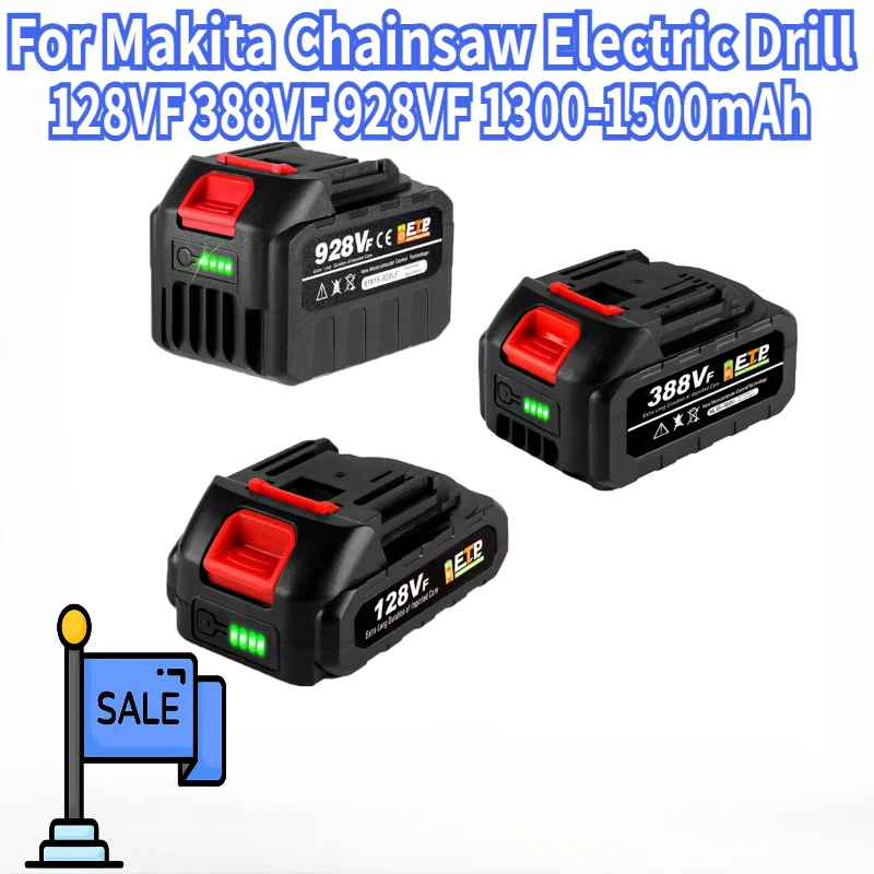 

18V Rechargeable Lithium Battery 128VF 388VF 928VF 1300-1500mAh Lipo Battery for Makita Chainsaw Electric Drill