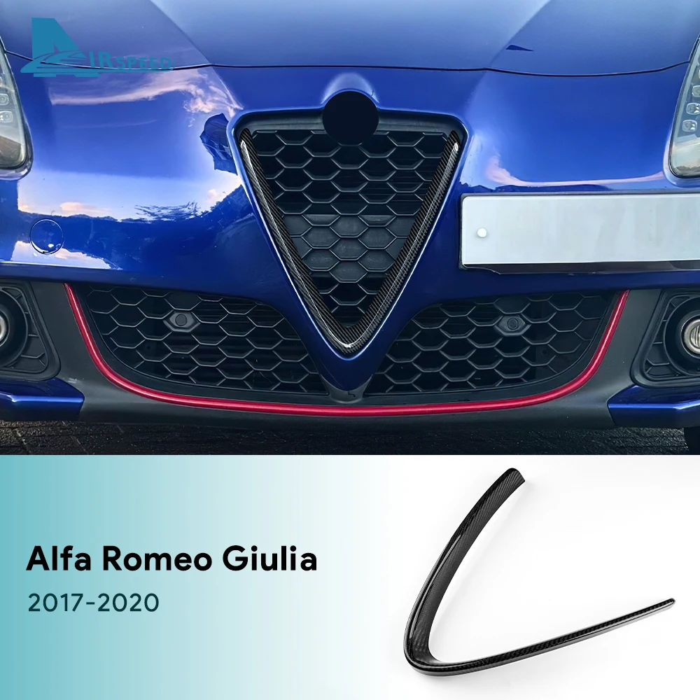 For Alfa Romeo Giulia 2017 2018 2019 2020 Real Hard Carbon Fiber Sticker LHD RHD Car Grille Decorative Frame Trim Accessories