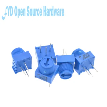 3386P-1-103 1k 2k 5k 10k 20k... 0.5W, 1/2W PC סיכות דרך חור גוזם פוטנציומטר Cermet 1 הפעל למעלה התאמת 5 יח'\חבילה