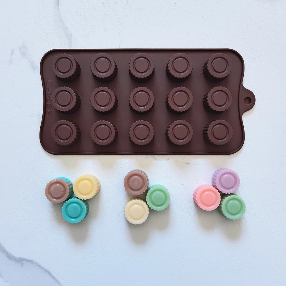 1pc 15 cavity lace cylindrical silicone mold, used for chocolate, desserts, cookies, DIY non stick baking molds