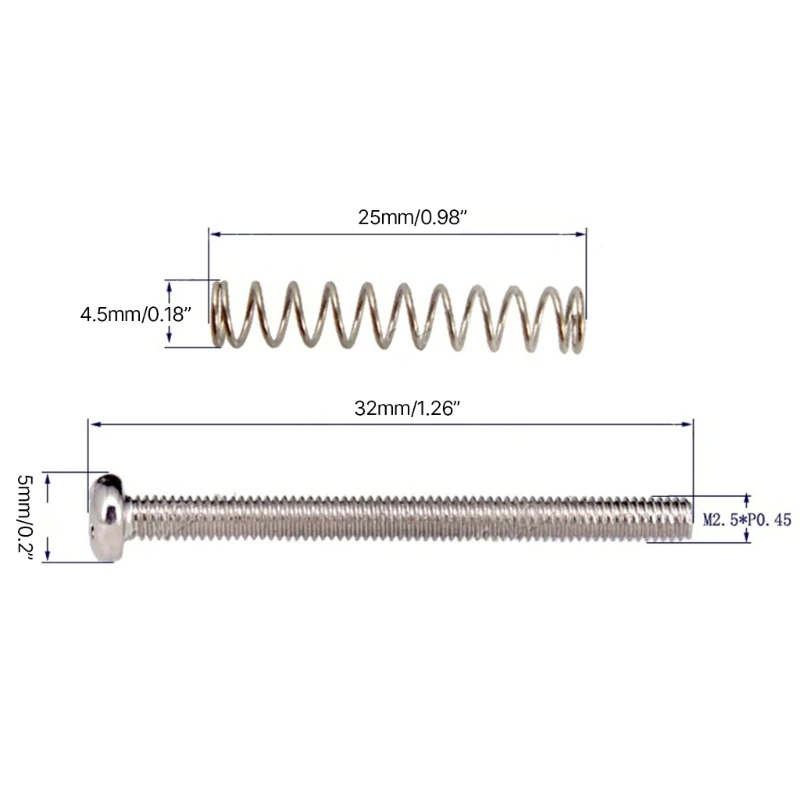 10 Pcs Humbucker Guitar Pickup Screws Wtih Springs Double Coil Pickup Mounting Screws and Springs for Height Adjustment