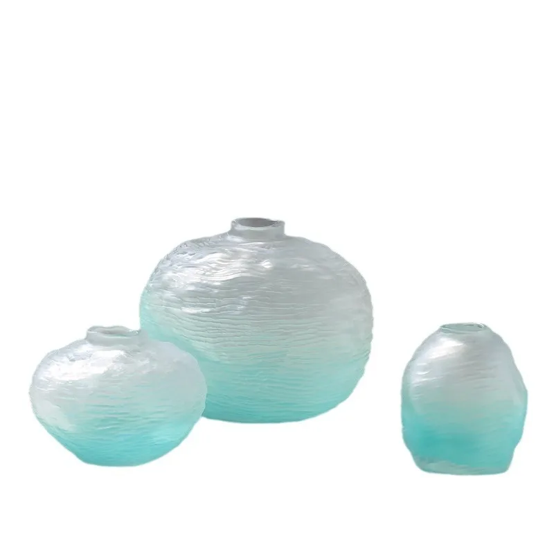 

Simple frosted small mouth glass vase, hotel model room soft decoration, living room coffee table vase