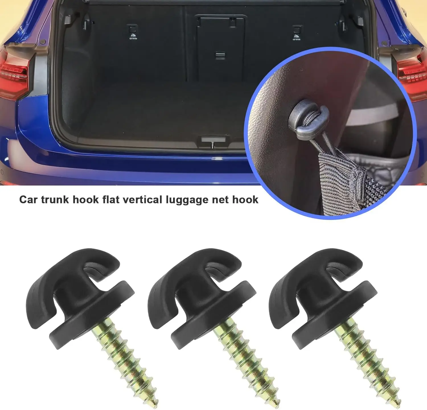 

4Pcs Car Trunk Hook Luggage Trailer Net Hook Car Rear Cargo Trunk Storage Net Hook Car Interior Fastener Clip Accessories