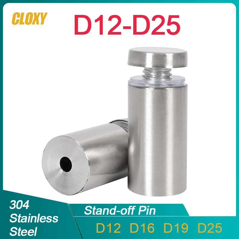 Diameter 12 16 19 25mm 2/ 4pcs Stainless Steel Acrylic Advertisement Standoff Spacer Pin Nails Billboard Fixing Screw