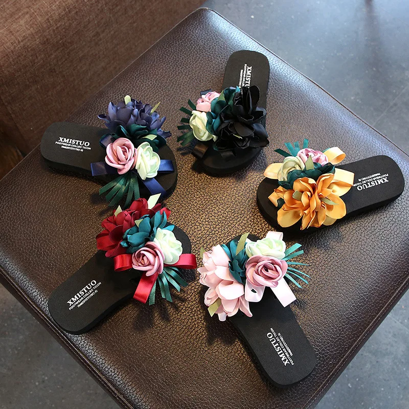 Comemore 2024 New Woman Summer Beautiful Flower Sandals Home Soft  Street Slippers Footwear House Beach Shoes Comfortable Women