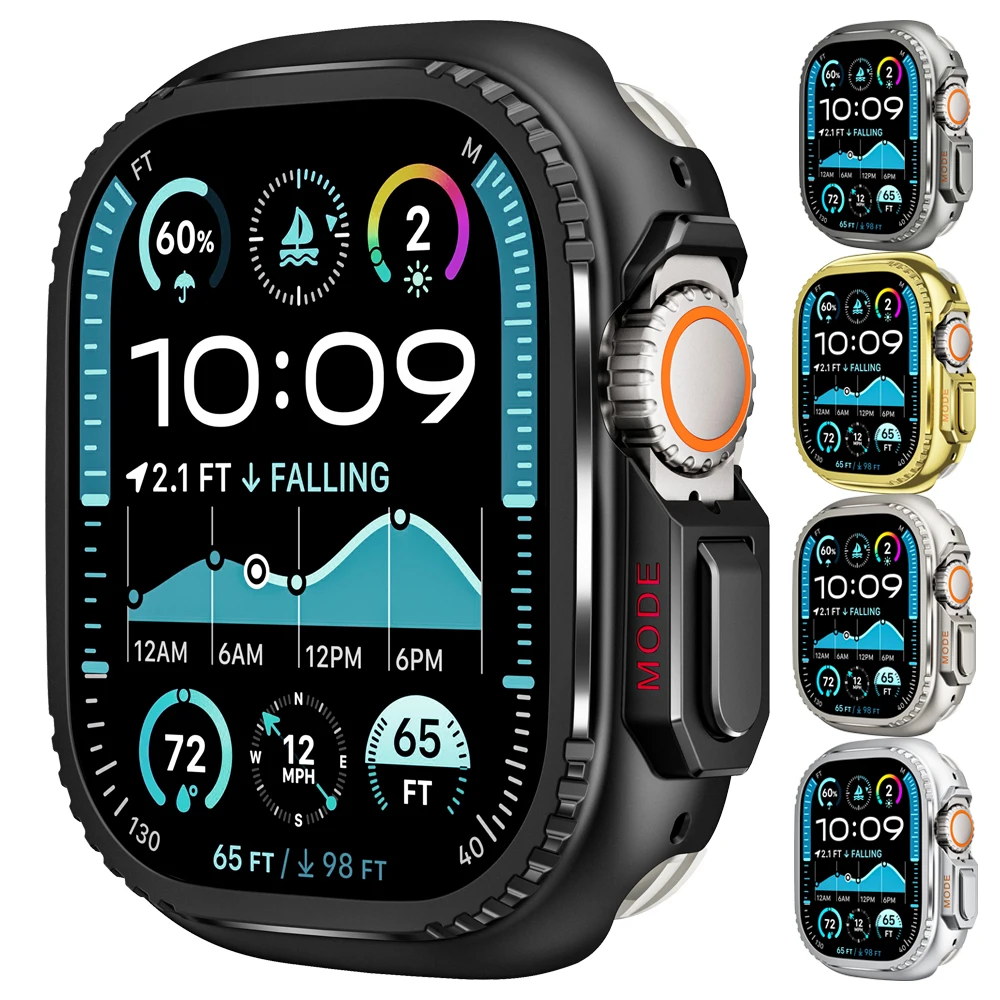 

Металлический чехол для Apple Watch Ultra 2, 49 мм, 45 мм, 44 мм, защитный чехол, алюминиевая рамка-бампер для IWatch Series 9 8 7 6 5 4 SE