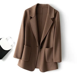 New Women's Coat 100% Pure Wool Plaids and Tweedst Fashion Camel Women's Coat Elegant Trench Coat