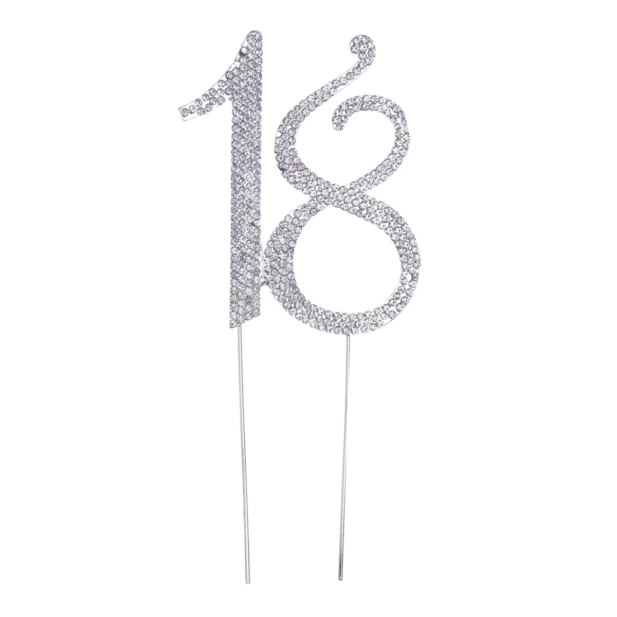 

18 Cake Cupcake Toppers Happy 18th Birthday Round Rhinestone Decorations Number