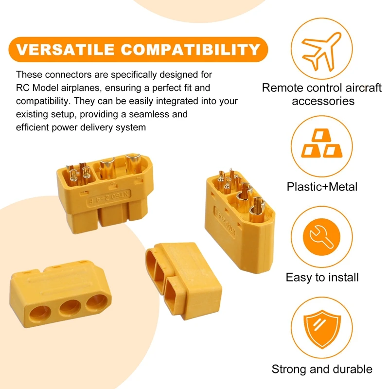 5Pair XT60 (2+4) Male Female Plug Connector With Signal Pin And Sheath Solder Wire Accessories For RC Model Airplane