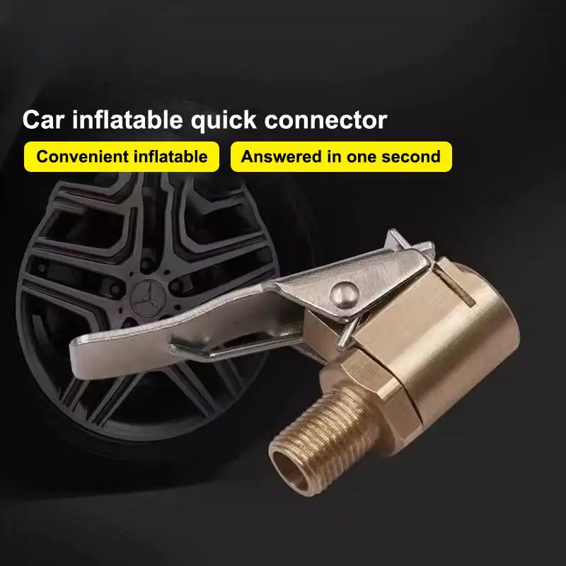 2PCS Brass Locking Nozzle Tire Air Chuck Clip Adapter - Automotive Grade For Efficient Inflation