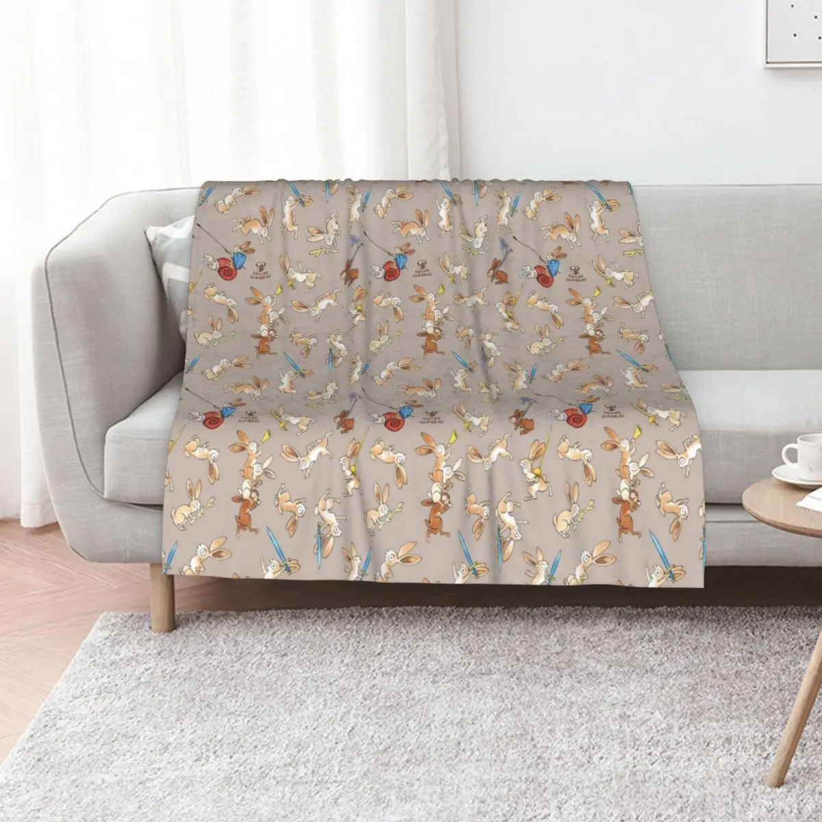 Medieval Rabbits - WARM GREY version Throw Blanket Custom Decorative Throw for sofa Shaggy wednesday For Baby Blankets