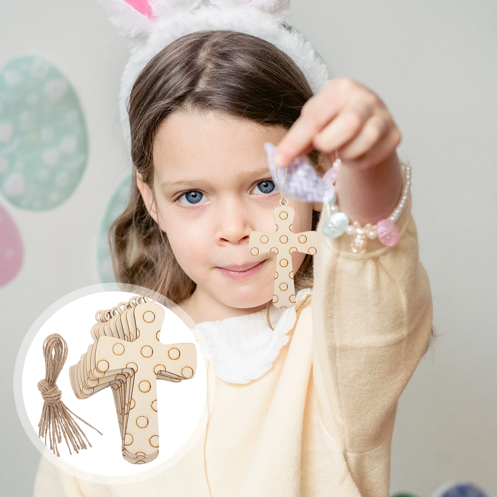 

10Pcs Unfinished Wooden Crosses Durable Smooth Surface Unpainted Cross Shapes for DIY Crafts Painting Decoration