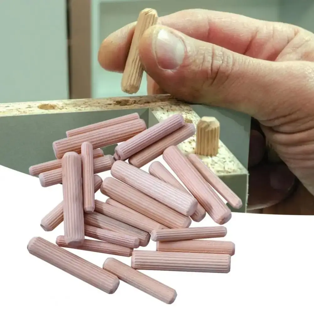 100Pcs Cork Fluted Needle Bolt Wooden Dowel Pins Woodworking Chamfered Wood Carvings Bed Drawers Wood Nails