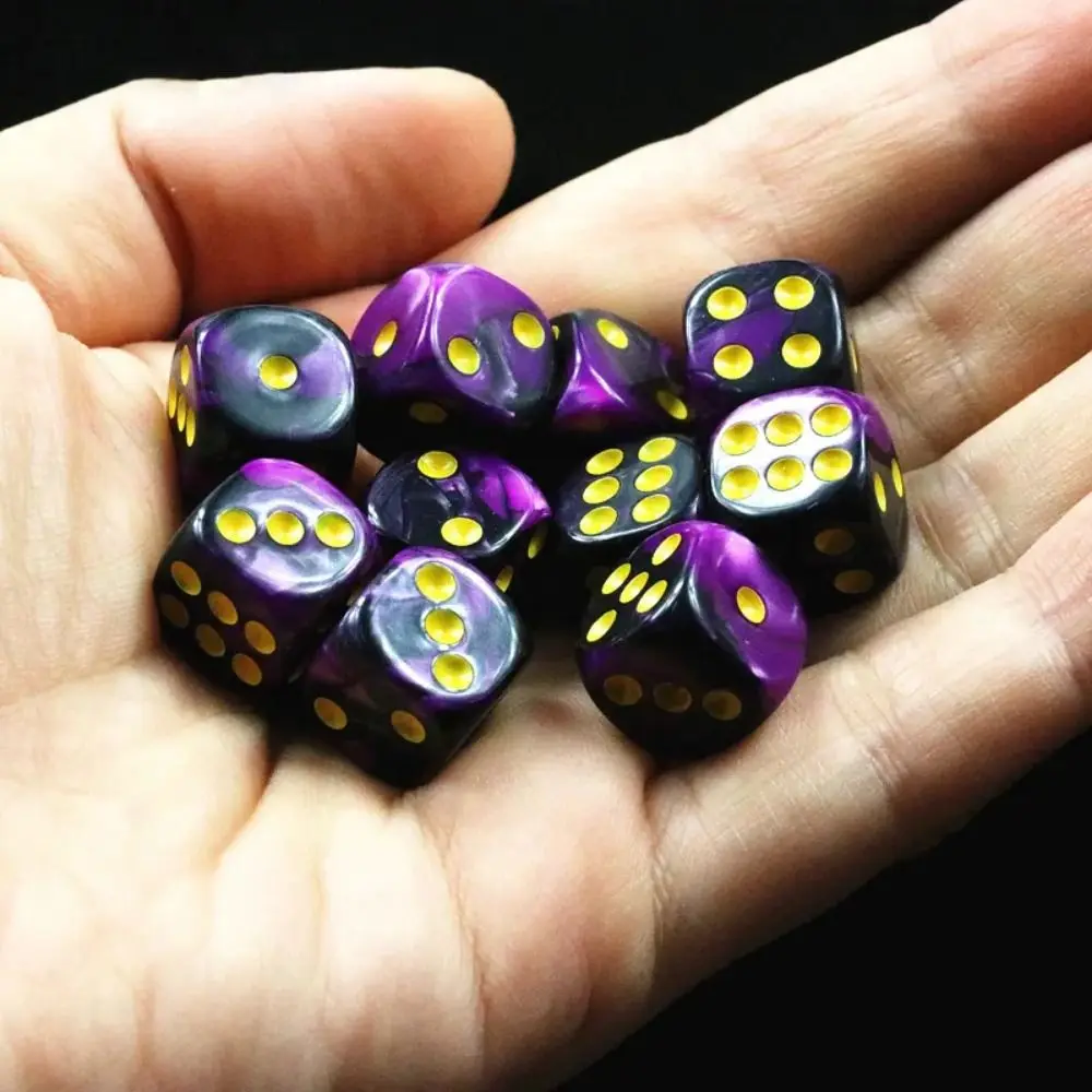 Jeu de dés polyédriques à 6 faces en acrylique, couleurs translucides, jeu de table de fête, DND, D6, 12mm, 16mm, 10 pièces par ensemble