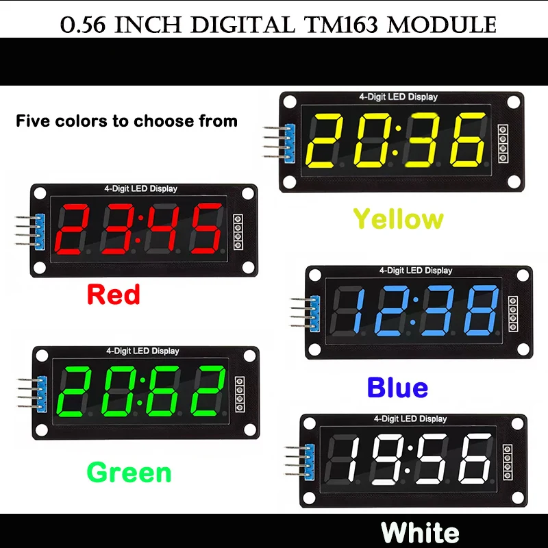 White green red blue yellow TM1637 0.56 inch four digit seven segment digital tube clock display module