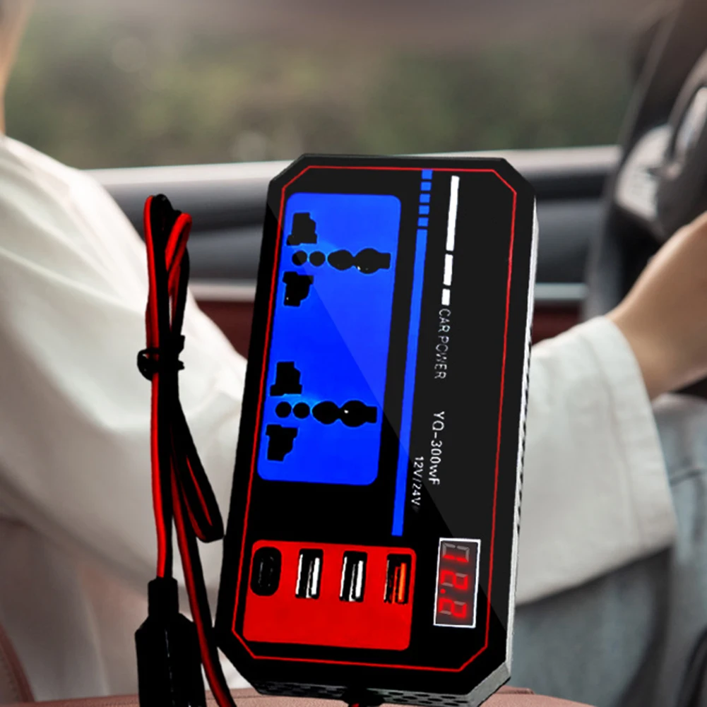 LED Display Inverter Car Inverter for Outdoor Charging Automatic for power-off Function Dual USB Ports for maximum Power