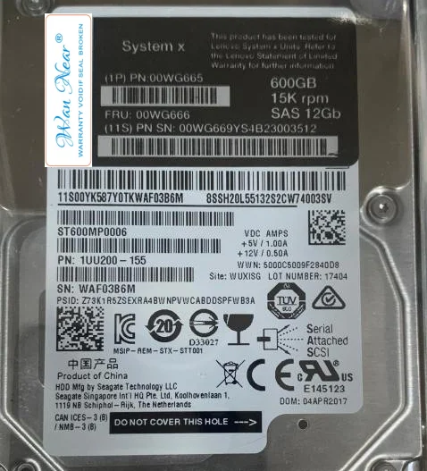 

Для 00WG666 00WG665 00WG669 600gb 15000rpm SAS 12G 2,5