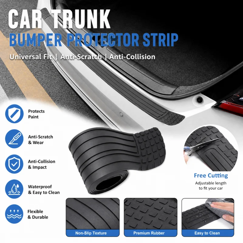 Universal Trunk Protection Strip Waterproof Durable Door Sill Guard Anti-Slip Tape Tailgate Edge Anti-Collision Scratching Strip
