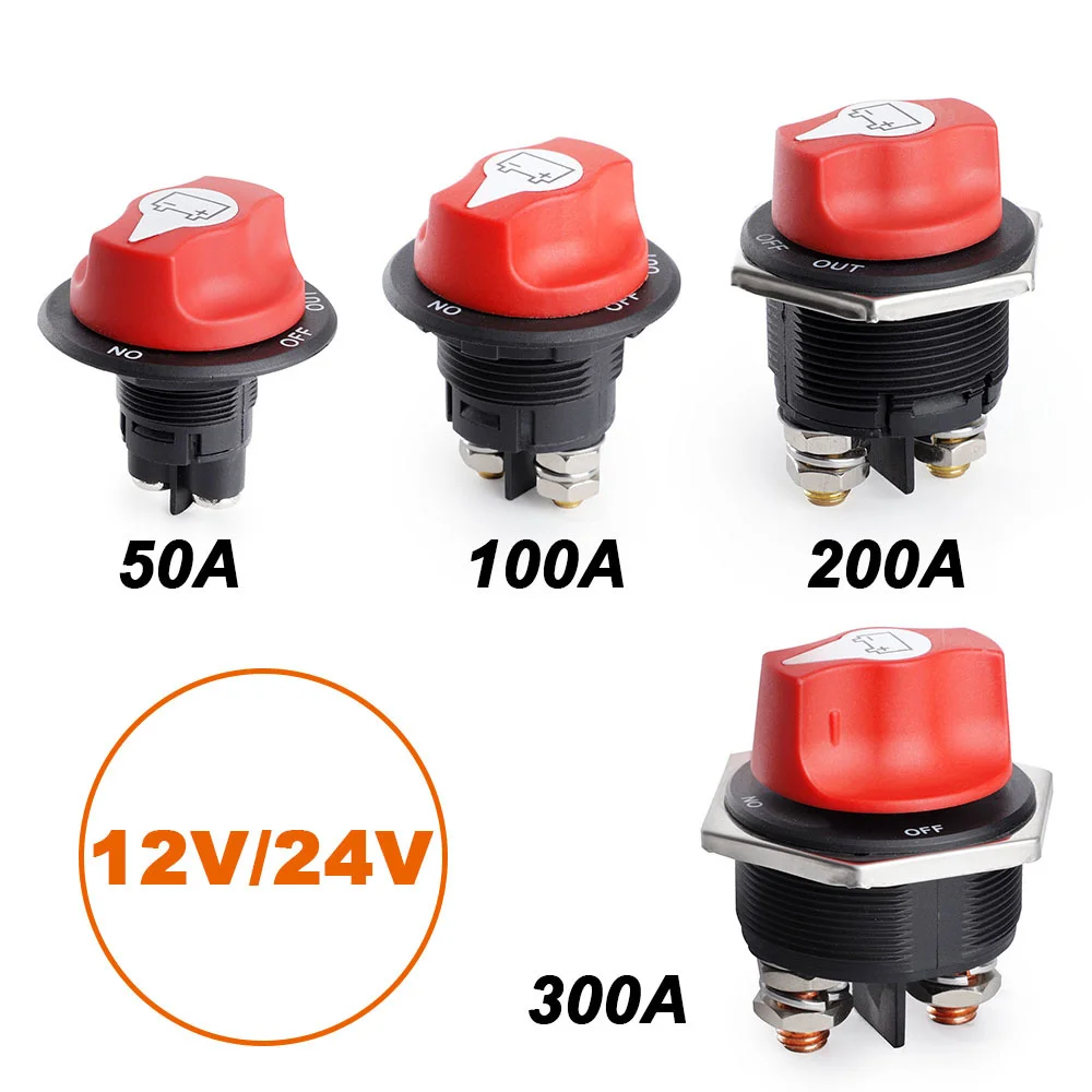 50 100 200 300A Car Battery Race Rally Switch 12V  Battery Disconnector Isolator Cut Off Switch Kit For RV Motorcycle Truck Boat