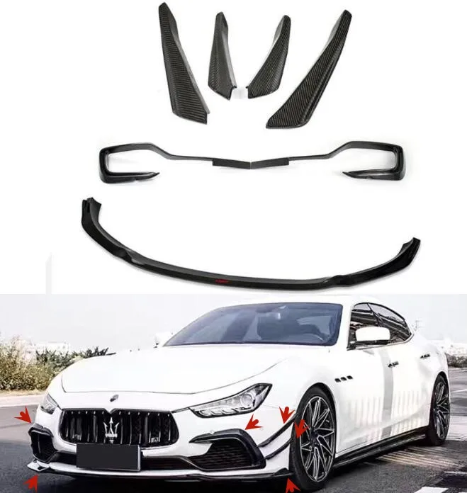 

Автомобильный передний бампер из углеродного волокна для Maserati ghiсот 2014-2017, спойлер, боковой ветровой нож для выхода воздуха