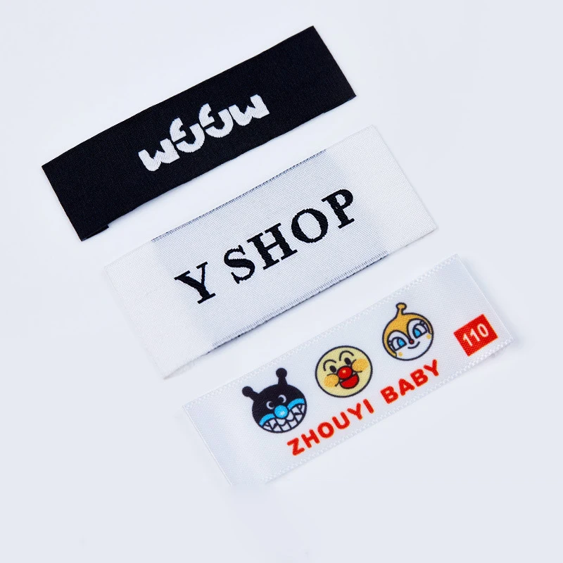 Customized Woven Label For Garment Luggage Clothing Tags For Hats Brand Names Woven Logotype Labels Fabric Tags