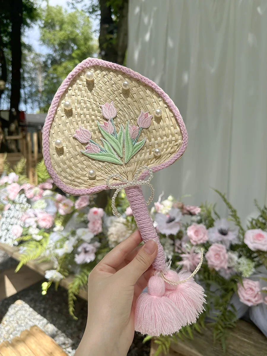 Mini Fans Summer Durable Baby Puff Fan Banana Fans Girl Antique Pure Handwoven Household Grass Fan Portable