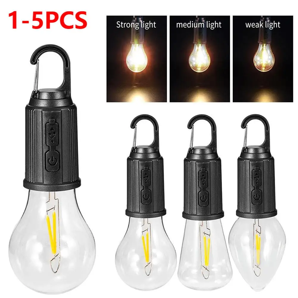 

5pcs LED Camping Light Retro Hanging Tent Lamp with Hook Portable Camping Lantern 600mAh Rechargeable Waterproof Emergency Lamp