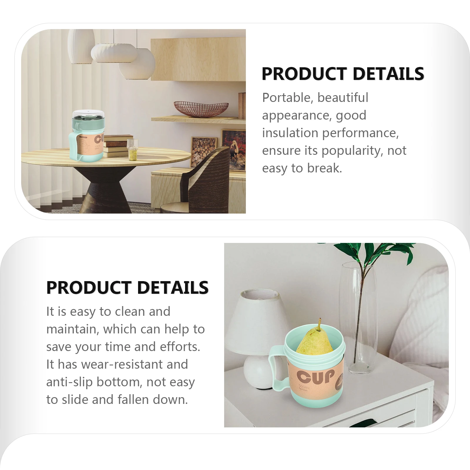 

1 Set Japanese Breakfast Handheld Soup Cup Household Soup Container Microwave Food Storage Leak Proof Anti Slip Portable