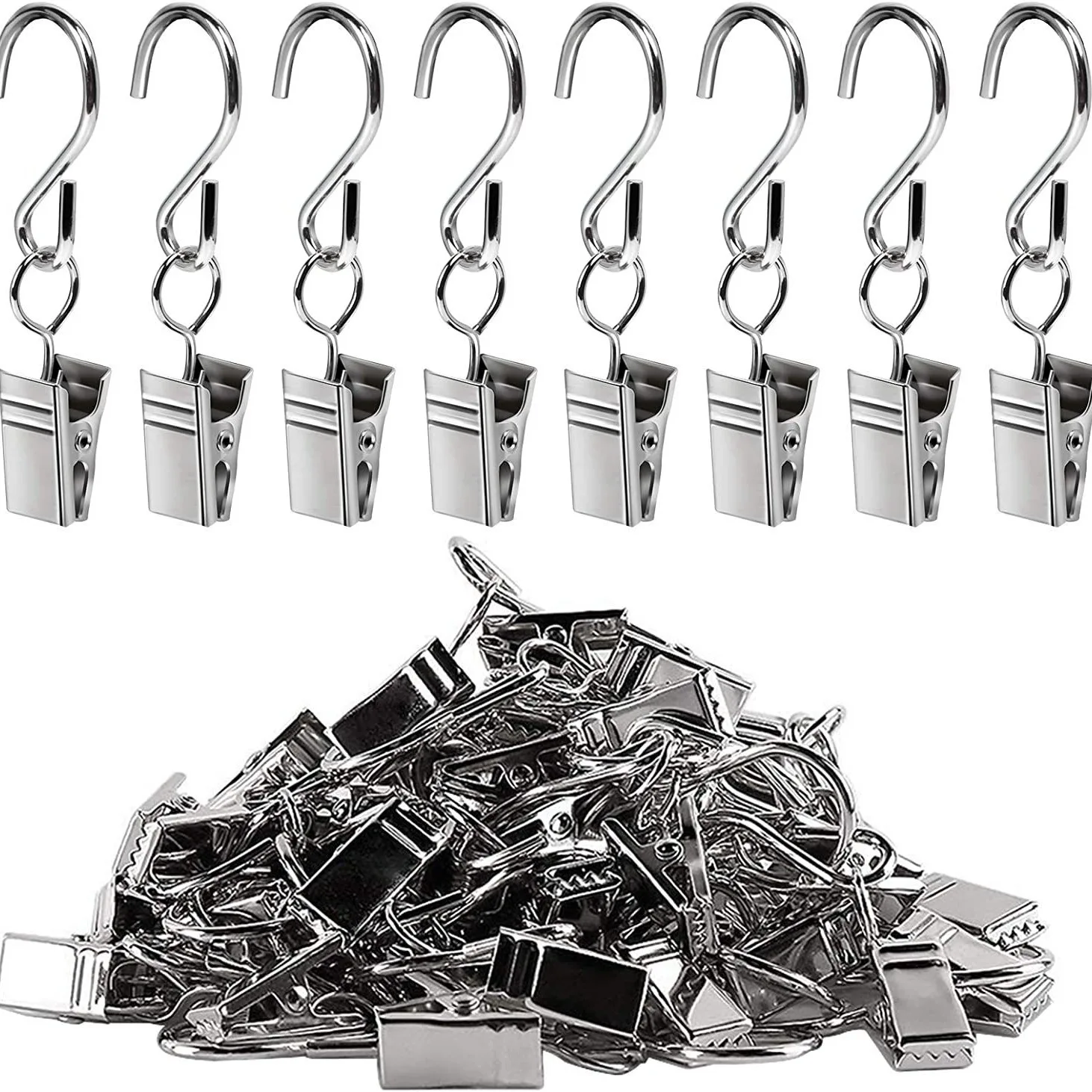 10 20 50 100 S Clips New Stainless Steel Curtain Clips Replacement Metal With Hook For Window Curtain Photos Clamp Home Decor