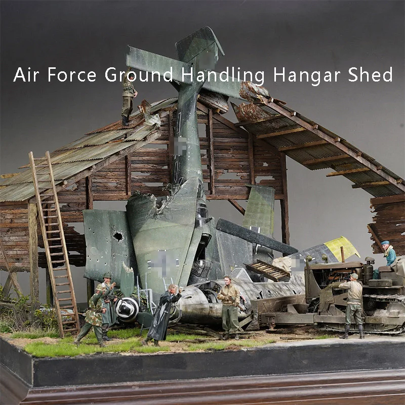 1/35 Aircraft Warehouse Military Scale Model Scene Making Tools Air Force Ground Handling Hangar Shed