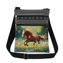 Borsa a tracolla da uomo con stampa cavallo da corsa borsa a tracolla alla moda da uomo all'aperto borsa a tracolla da donna