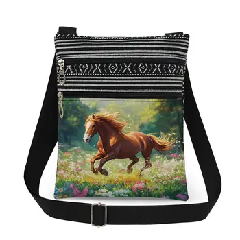 러닝 말 프린트 남성용 메신저 백 야외 남성용 세련된 숄더 백 여성용 크로스 바디 백