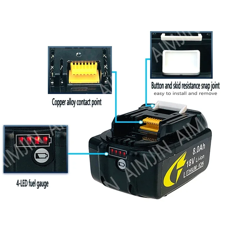 بطاريات ليثيوم أيون قابلة لإعادة الشحن لماكيتا BL1830 ، استبدال 8 أمبير ، أداة كهربائية عالمية ، بديلة