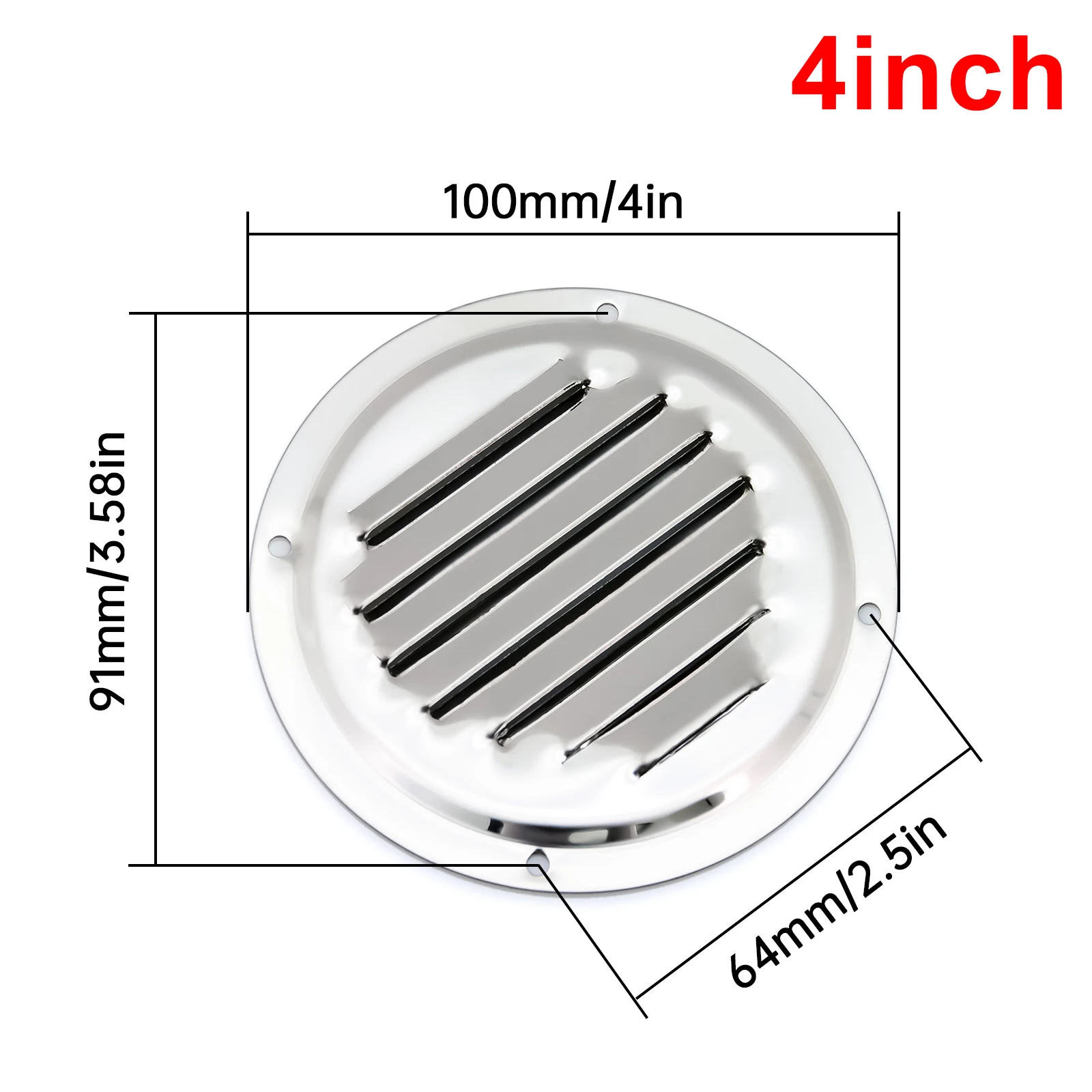 2PCS Grille Cover For Boat Marine Caravan Air Vent Louver Grille Cover 316 Stainless Steel Round Ventilation Plate 4 inch 5 inch