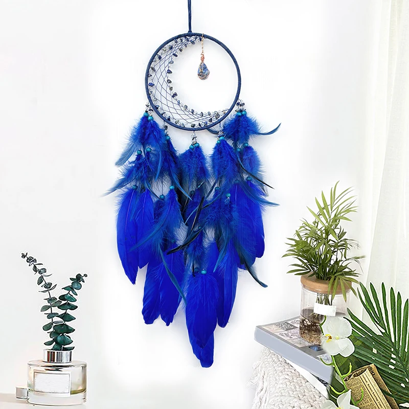 4 Colors Dream Catcher Hand-woven Feathers Wind Chimes Wall Pendant Bedroom Hanging Ornaments Birthday Festival Gifts Home Decor