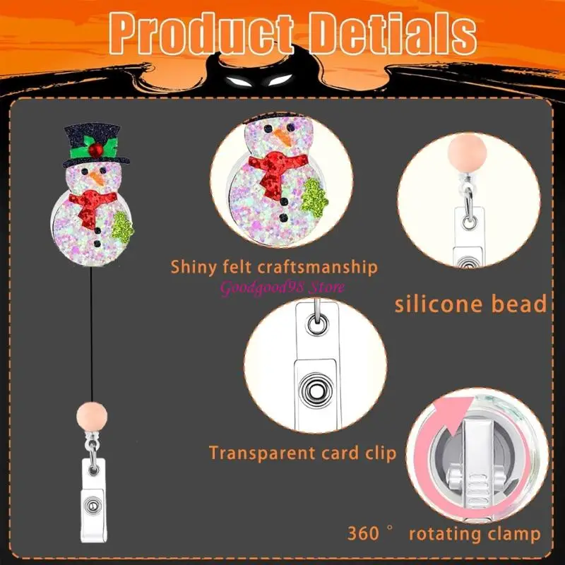 5Pcs Christmas Access Card Badge Holder with Retractable Cord and Pocket Clip for Teacher Passes, Office Wear, and Daily School