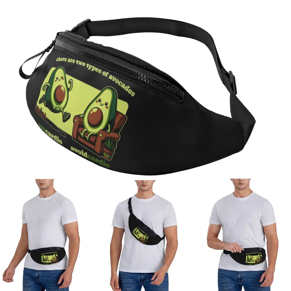 

Crossbody Waist Bag Avocardio Avocado Cardio Men Women Fanny Pack Traveling Running Money Phone Pouch
