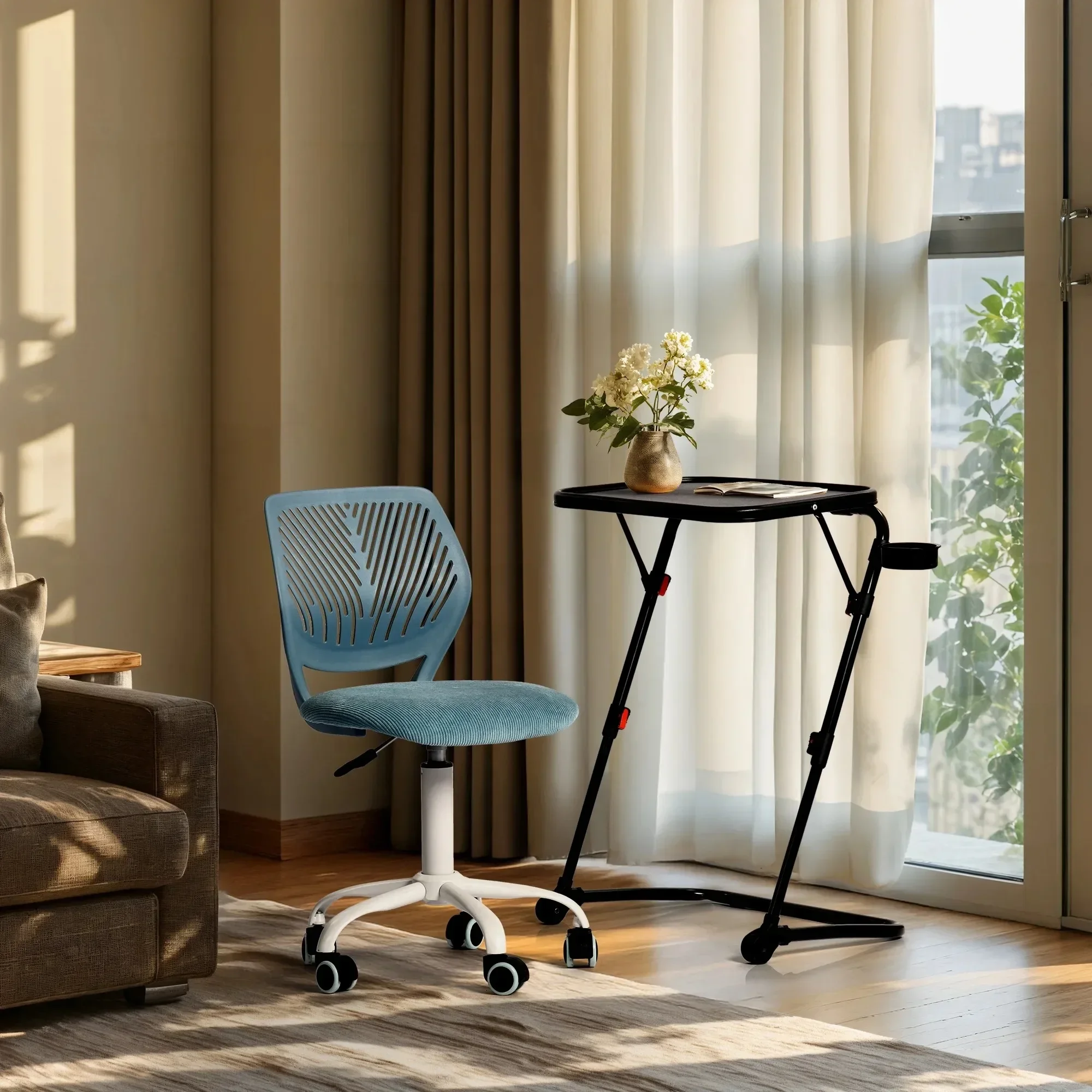 مكتب كتابة بارتفاع قابل للتعديل باللون الأسود |   محطة عمل مدمجة لتوفير المساحة للمكتب المنزلي والدراسة والمساحات الصغيرة