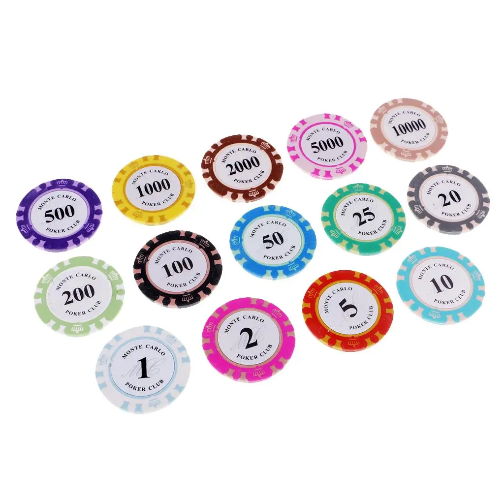 14pcs Casino Poker Clay Composite Chips Playing Cards Gambling Board Games Playing for Party KTV Clubs