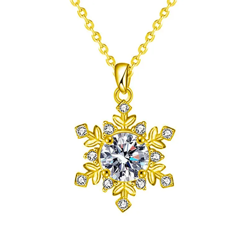 

925 Sterling Silver Jewelry: Moissanite Snowflake Necklace for Women, Light Luxury Stylish, Versatile Collarbone Chain.