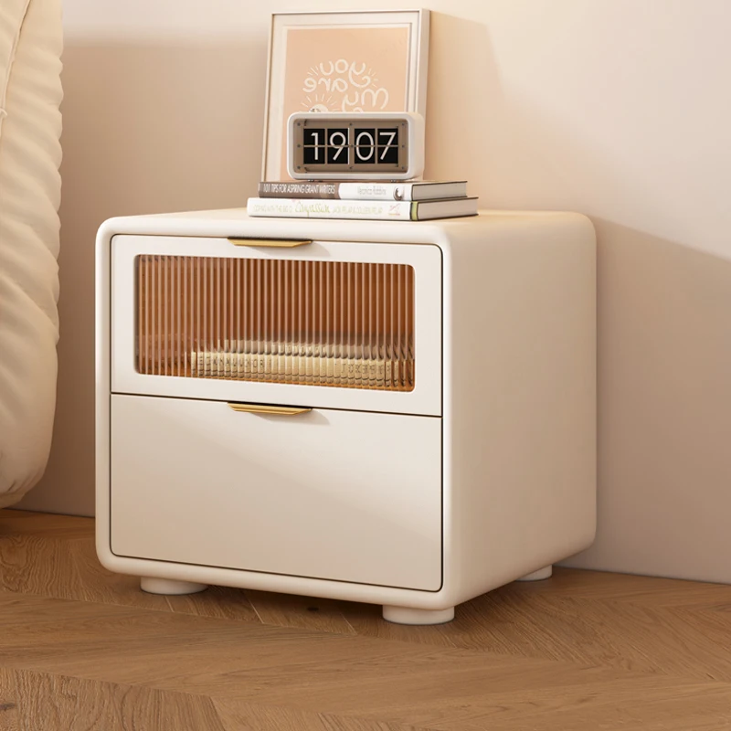 

White Wood Bedside Table Bedroom Mobile Coffee Cabinets Drawers Luxury Storage Nightstand Organizer Mesa De Noche Home Furniture