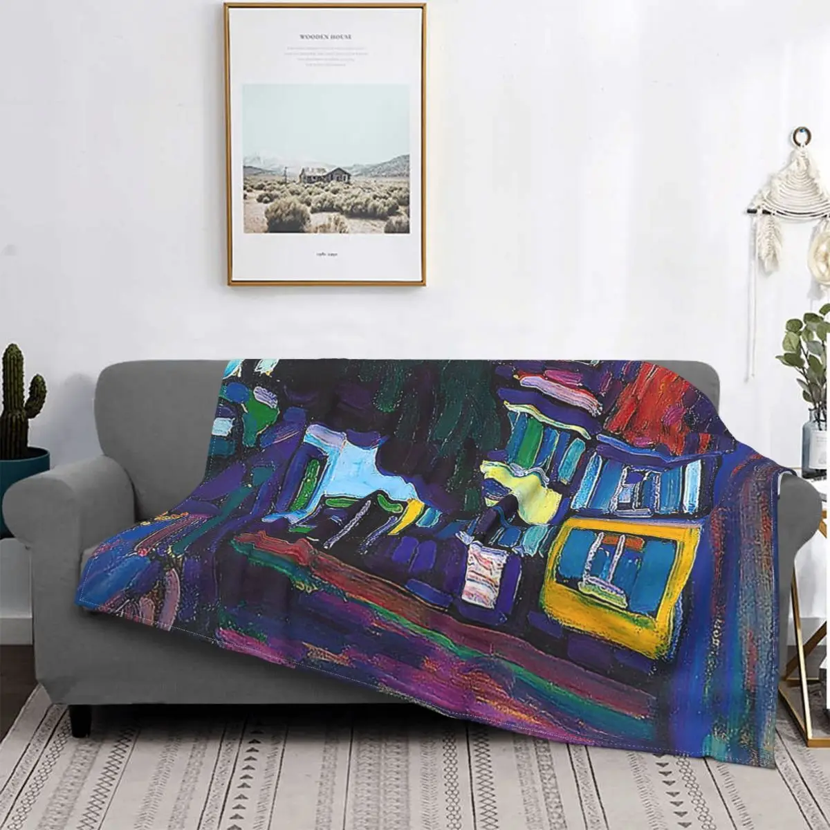 Wassily Kandinsky Abstract Art Blanket Russian Painter Flannel All Season Cute Thin Throw Blankets For Car Plush Thin Quilt