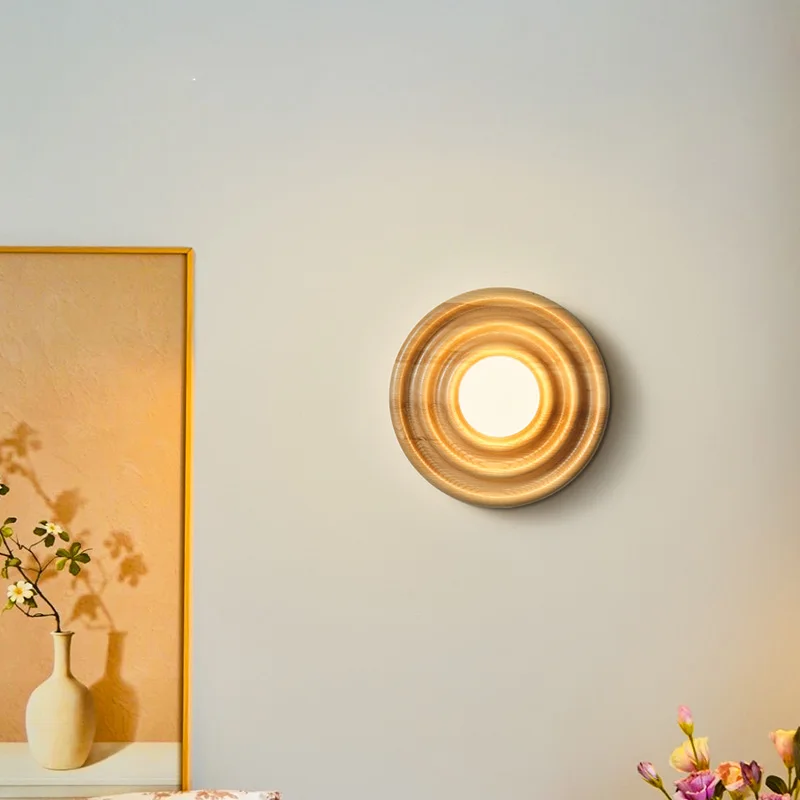 مصمم مصباح جداري على طراز وابي سابي الياباني، جدار خلفية غرفة المعيشة، مصباح بجانب السرير، ديكور قديم