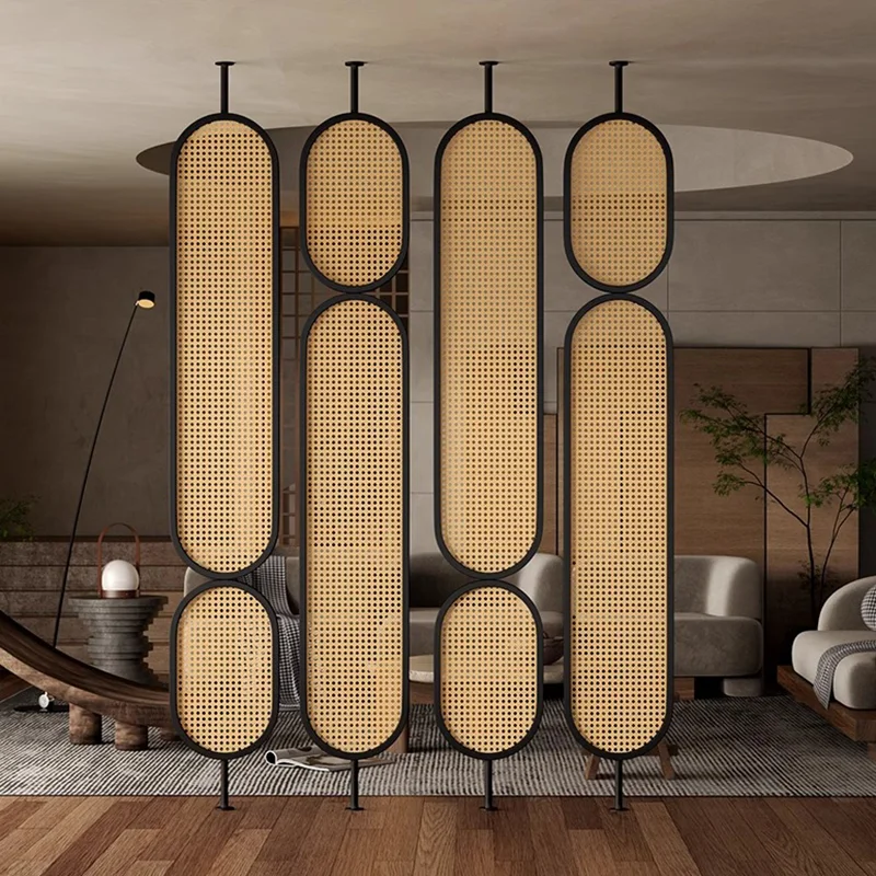 Simple rattan screen partition office tea room hotel catering decoration block new Chinese entrance entrance screen