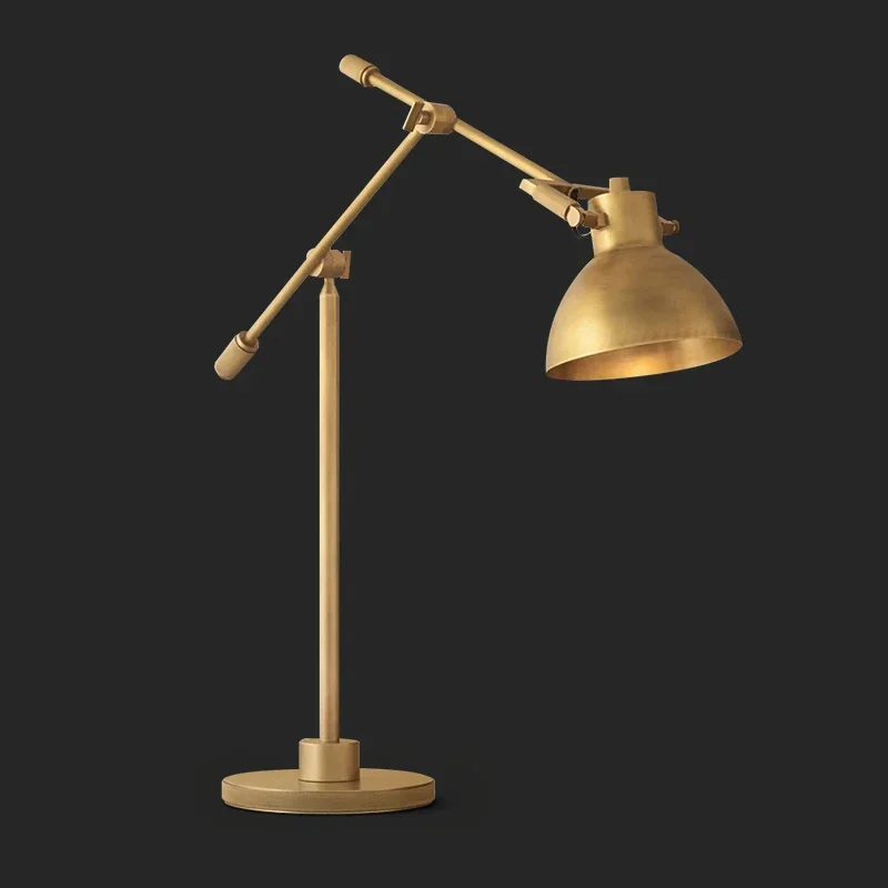 

All-copper retro desk lamp bedroom bedside living room lamp post-modern simple designer living room study American lamp